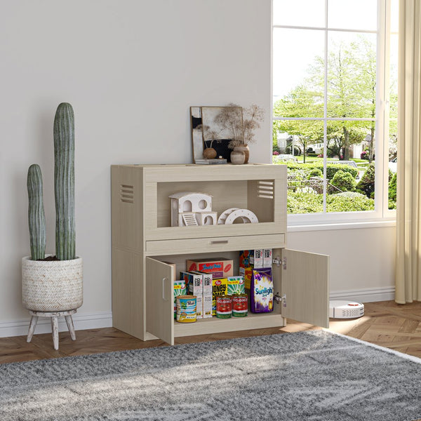 English Elm Guinea Pig Solid Wood Habitat with Acrylic View Panel and Built in Storage Cabinet W1850P168639