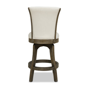 English Elm Jennifer Taylor Home - Henry 27" Armless Swivel Counter Height Bar Stool Heathered Linen Upholstered High Back Support White B2719P238375
