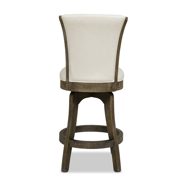 English Elm Jennifer Taylor Home - Henry 27" Armless Swivel Counter Height Bar Stool Heathered Linen Upholstered High Back Support White B2719P238375