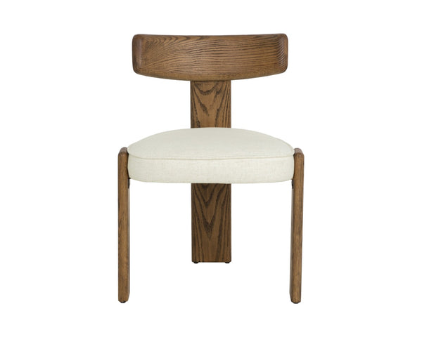 Sunpan HORTON Dining Chair - Modern Minimalist Oak Frame with Warm Brown Finish & Geralt Linen Comfort 112107