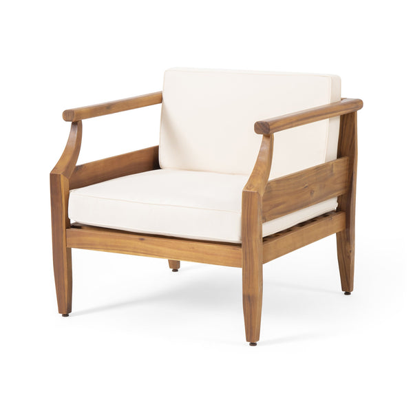 English Elm Christopher Knight Home® - ASTON Acacia Club Chair Cream – Weather-Resistant Outdoor Accent, Open Slat Seating, 400lb Capacity 68589.00CRM