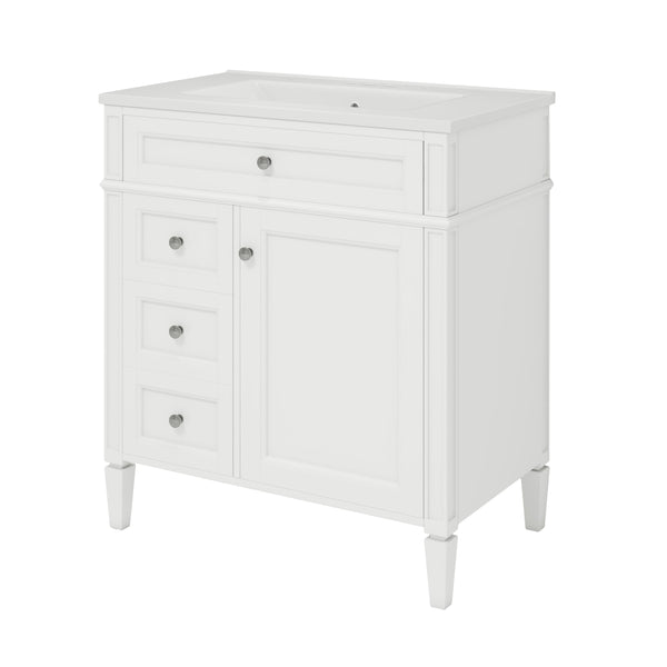 English Elm 30'' Modern Bathroom Vanity With Ceramic Sink, Soft-Close Drawers & Elegant Storage Solutions N710P206904K