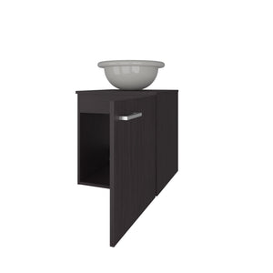English Elm FM Modern Floating Bathroom Vanity with Integrated Sink and Soft-Close Door for Sleek Storage Wenge 26.4 L x 22.4 W x 11.4 H B128P293880