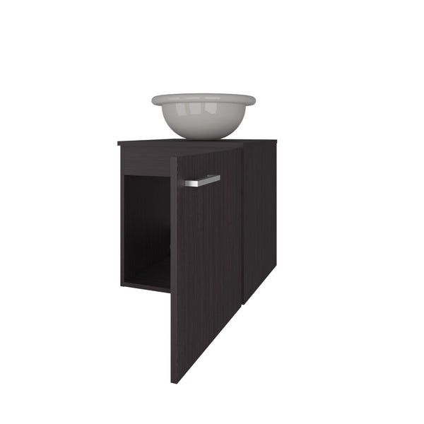 English Elm FM Modern Floating Bathroom Vanity with Integrated Sink and Soft-Close Door for Sleek Storage Wenge 26.4 L x 22.4 W x 11.4 H B128P293880