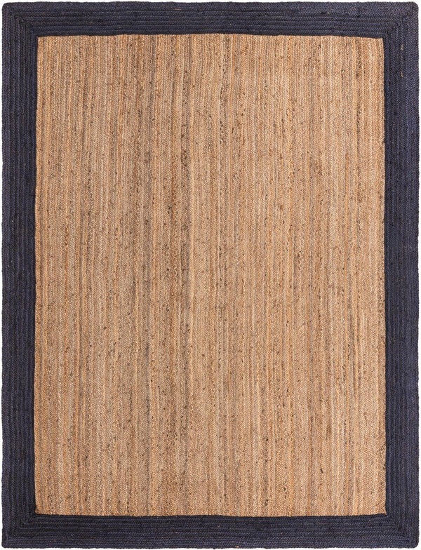 Unique Loom Braided Jute Goa Hand Braided Border Rug Natural, Navy Blue 9' 0" x 12' 2"