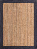 Unique Loom Braided Jute Goa Hand Braided Border Rug Natural, Navy Blue 9' 0" x 12' 2"