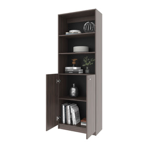 English Elm Fm Furniture Beyerville Bookcase - Stylish Open Shelving & Concealed Storage In Stained Walnut Finish B128P301396
