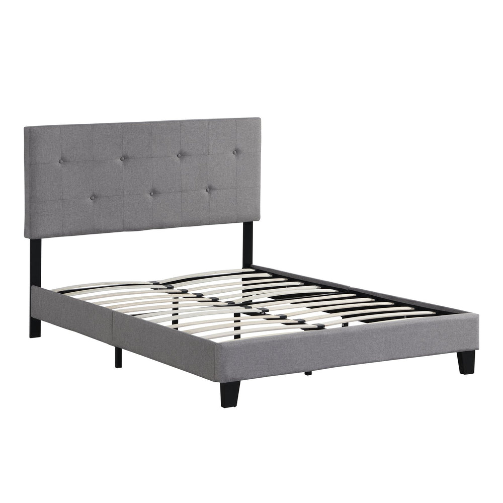 English Elm Full Size Upholstered Platform Bed Frame With Elegant Button Tufted Headboard & Slat Support W2297P284318