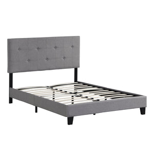 English Elm Full Size Upholstered Platform Bed Frame With Elegant Button Tufted Headboard & Slat Support W2297P284318