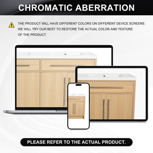 English Elm 60" Freestanding Bathroom Vanity with Dual Resin Sinks, Spacious Soft-Close Cabinet Storage, Durable Finish Oak W1972S00026