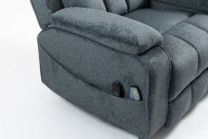English Elm Oversized Power Lift Recliner with Heat Massage Lay Flat Design and Usb Charging Port Blue-Green W547S00079