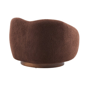 English Elm Wooden Bentwood Base Bouclé Barrel Swivel Chair for Living Room Reading Nook N776P359106D