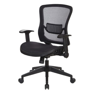 OSP Home Furnishings Dark Air Grid Mesh Manager Chair with Lumbar Support and Ergonomic Adjustable Arms 515-77N1F2