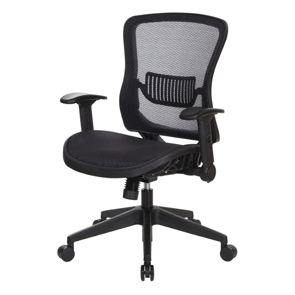 OSP Home Furnishings Dark Air Grid Mesh Manager Chair with Lumbar Support and Ergonomic Adjustable Arms 515-77N1F2