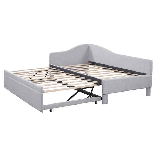 English Elm Twin Upholstered L-Shaped Daybed with Pop-Up Trundle, Space-Saving Guest Bed with Slats Kit and 400lb Capacity Gray SF000193AAE