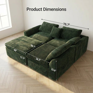 English Elm 108-inch Corduroy Sectional Sofa with Cloud Cushions for Relaxed Living Room Lounging W5105S00003