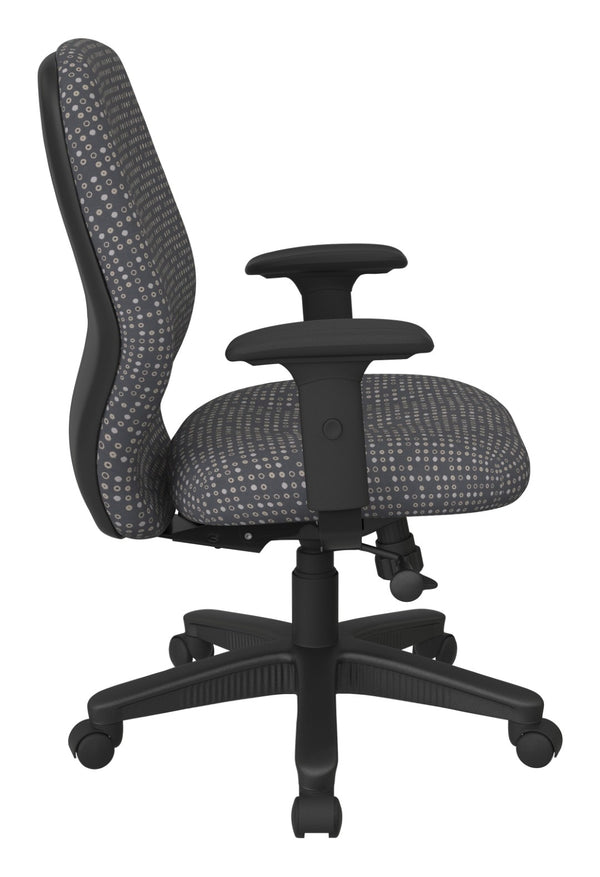 OSP Home Furnishings Mid Back Executive Office Chair with Synchro Tilt Lumbar Support and Padded Pu Arms Ash 3121-K102