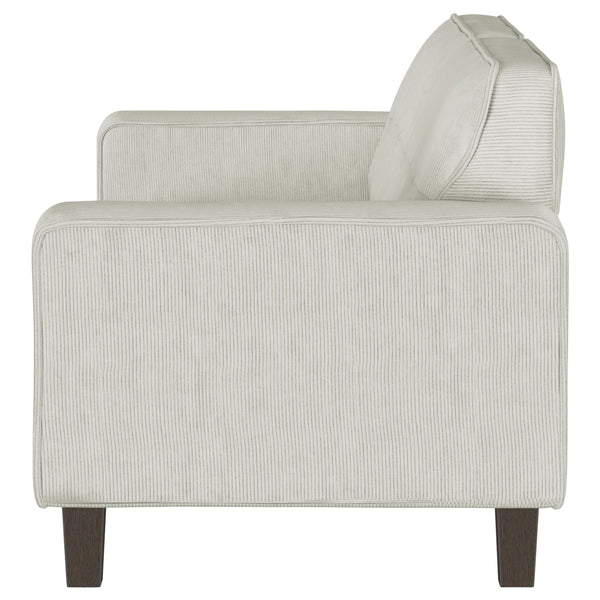 English Elm Evoke Greige Upholstered Tufted Sofa with Corduroy-Inspired Fabric, Track Arms, Tapered Legs — Luxe Seating for Living Rooms, Entertaining and Game Days B062S00854