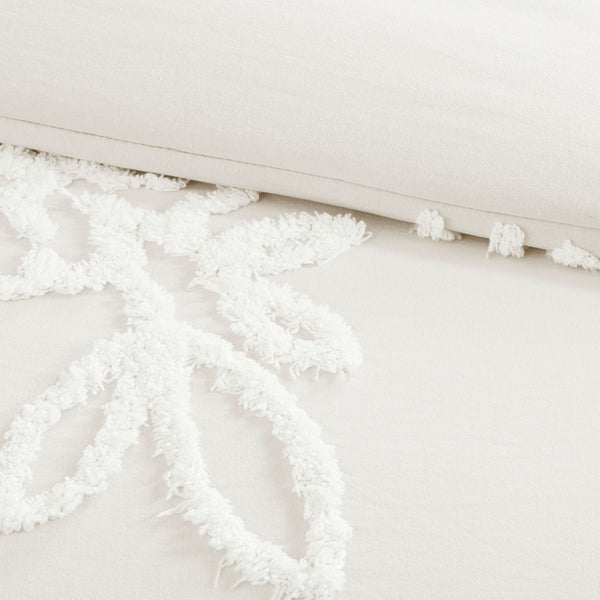 English Elm Full/Queen Veronica 3-Piece Tufted Cotton Chenille Floral Duvet Cover Set — Shabby Chic Button Closure, Machine Washable, Cozy Farmhouse Decor B035129181