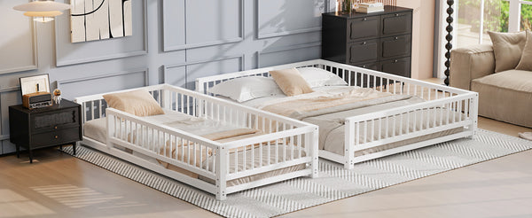 English Elm Twin XL over Queen Metal Bunk Bed with Ladder and Guardrails, Space-Saving Sturdy Frame for Kids and Guests White N709P277756K