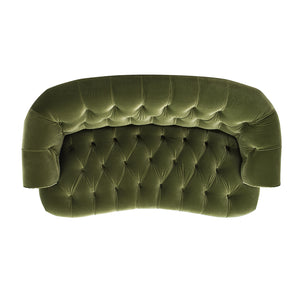 English Elm La Rosa Victorian Chesterfield Loveseat, Olive Green Performance Velvet