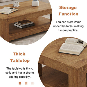 English Elm A Modern Two-tier Mdf Coffee Table with Open Shelf for Living Room Storage W3875P392271