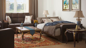 English Elm Primenest Zenaero X Convertible Loveseat With Storage - Stylish Comfort For Small Spaces, Brown Pu B030P281778-GIGA