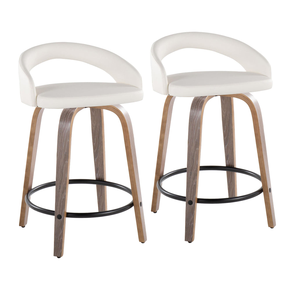 English Elm Counter Stools Set of 2 Swivel Faux Leather Bentwood Kitchen Island Seating B202S01748