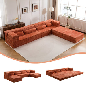 English Elm Compression Mahjong Sofa: Versatile No Assembly Modular Floor Sofa Bed For Cozy Living Spaces W3723S00038