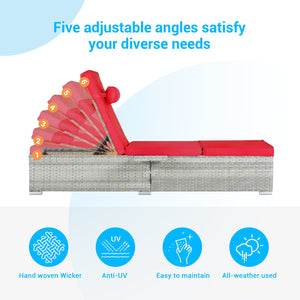 English Elm Outdoor Chaise Lounge Chair Set Of 2 - Stylish Rattan Recliners With Cushions & Side Table For Relaxation W874P266566