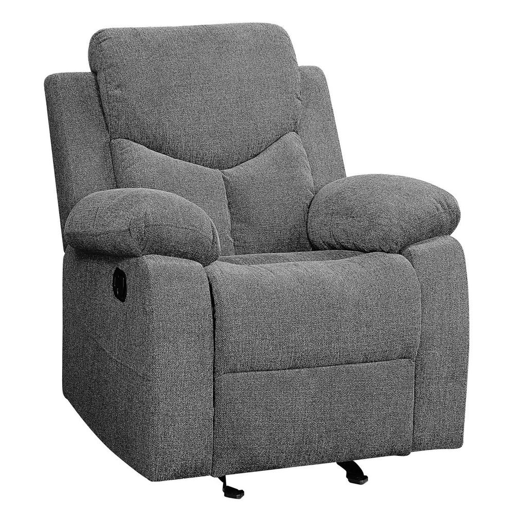 English Elm Grey Pillow Top Arms Glider Recliner with Pocket Coil Support, Plush Armrests & Tailored Modern Style B062P184511
