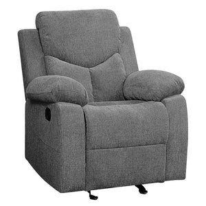 English Elm Grey Pillow Top Arms Glider Recliner with Pocket Coil Support, Plush Armrests & Tailored Modern Style B062P184511