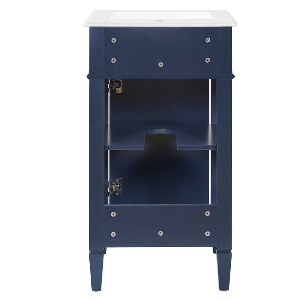English Elm 18-inch French Style Freestanding Bathroom Vanity with Ceramic Sink Soft Close Storage Blue N710P411340C