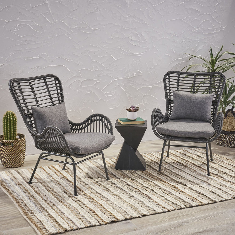 English Elm Tapscott All-weather Rattan Outdoor Accent Chairs Set of 2 with Cushions 65044.00GRY