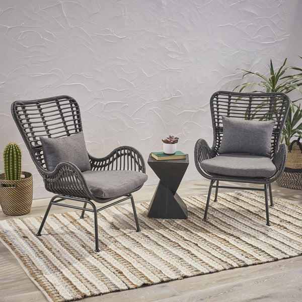 English Elm Tapscott All-weather Rattan Outdoor Accent Chairs Set of 2 with Cushions 65044.00GRY