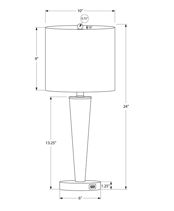 English Elm Lighting, Contemporary Set of 2 USB Table Lamps with Linen Tapered Shades, Nickel Metal Finish Black 22 L x 11 W x 21 H B2710P220104