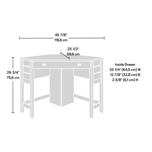 English Elm Corner Computer Desk with Pull-Out Keyboard Drawer, Brown Engineered Wood, Compact Sturdy Workstation B356P402667