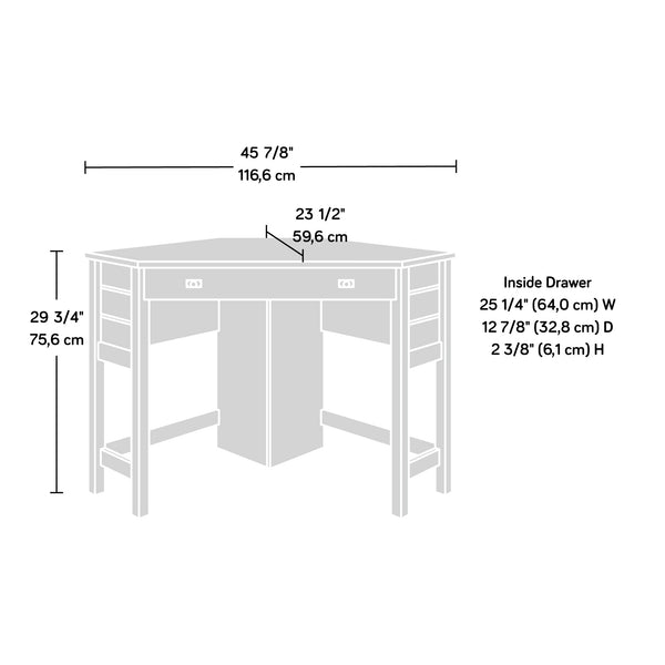 English Elm Corner Computer Desk with Pull-Out Keyboard Drawer, Brown Engineered Wood, Compact Sturdy Workstation B356P402667