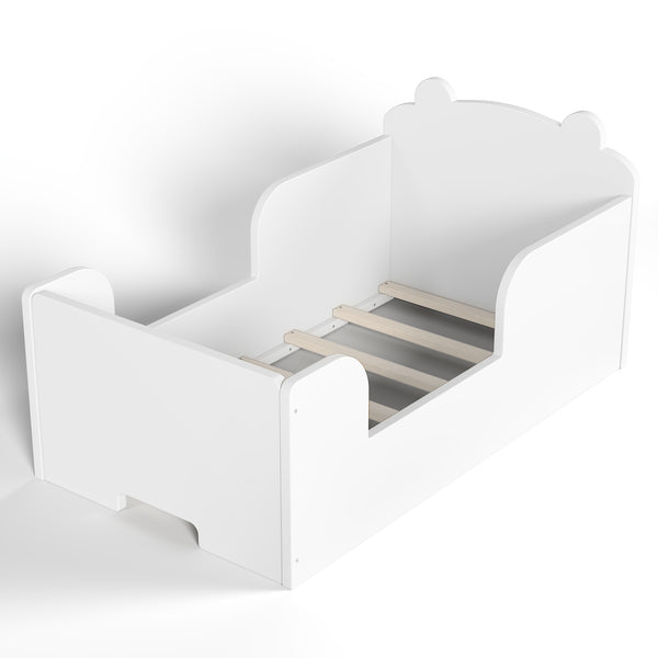English Elm Toddler Bear Shaped Pine Floor Bed Low Profile Frame Safe Rounded Edges Kids Room White W1580P373252