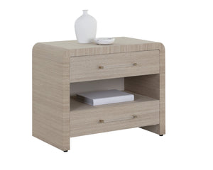 Sunpan Atherton Nightstand - Modern Global Design with Rich Texture, Soft-Closing Drawers & Unique Character Sand