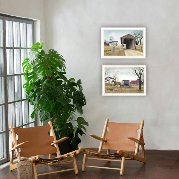 English Elm Trendy Decor 4u Pastoral Framed Wall Art Set Two Prints White Wood Farmhouse Bedroom B067P254109