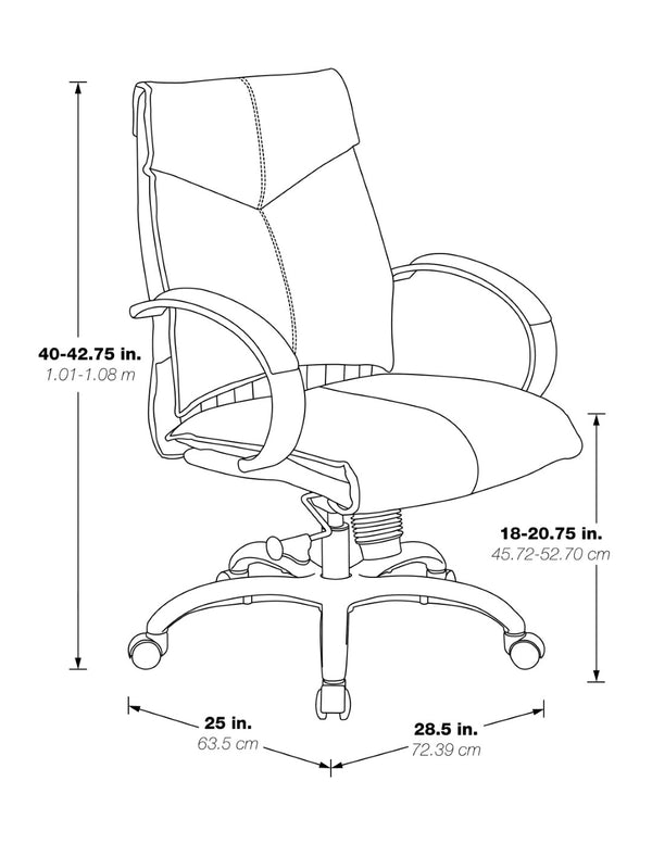 OSP Home Furnishings Deluxe Executive Top Grain Leather Office Chair with Lumbar Support and Chrome Arms Mid 8201