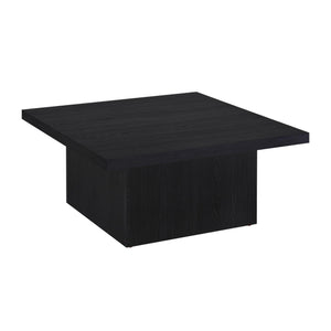 English Elm Square Engineered Wood Cocktail Table Matte Black Pedestal Base Modern Living Room B016P469769
