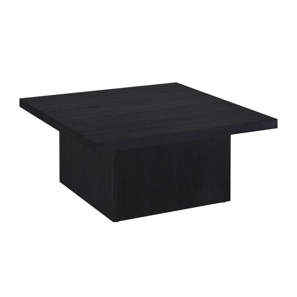 English Elm Square Engineered Wood Cocktail Table Matte Black Pedestal Base Modern Living Room B016P469769