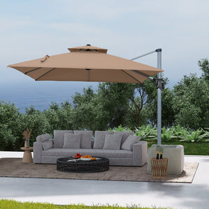 English Elm 11FT Patio Umbrella with Double Venting Top, UPF50+ 11x11ft Shade, Aluminum Frame, Tilt & Rotate Brown 106.3 L x 16.14 W x 6.3 H T3609P347439