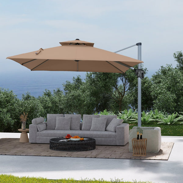 English Elm 11FT Patio Umbrella with Double Venting Top, UPF50+ 11x11ft Shade, Aluminum Frame, Tilt & Rotate Brown 106.3 L x 16.14 W x 6.3 H T3609P347439