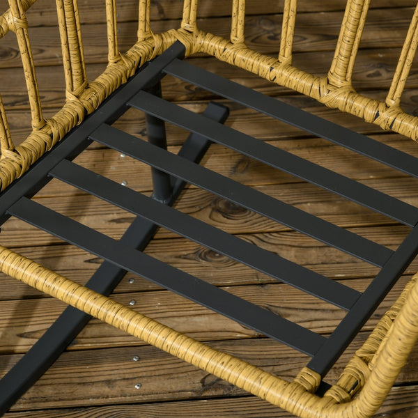 English Elm Outsunny 3-Piece Outdoor Bistro Set With Rocking Chairs & Glass Table, Cream Cushions, Durable Rattan W2225P200380-GIGA