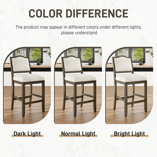 English Elm Counter Height Rubberwood Barstools Set of 2 Upholstered Seats for Kitchen Island Brown N752P377070D