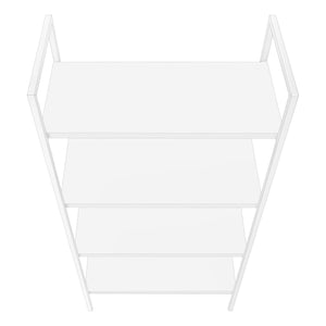 English Elm Bookshelf, 4-Tier Space-Saving Bookcase with Dark Wood-Look Laminate and Black Metal Frame for Home Decor White 50 L x 14 W x 4 H B2710P219959