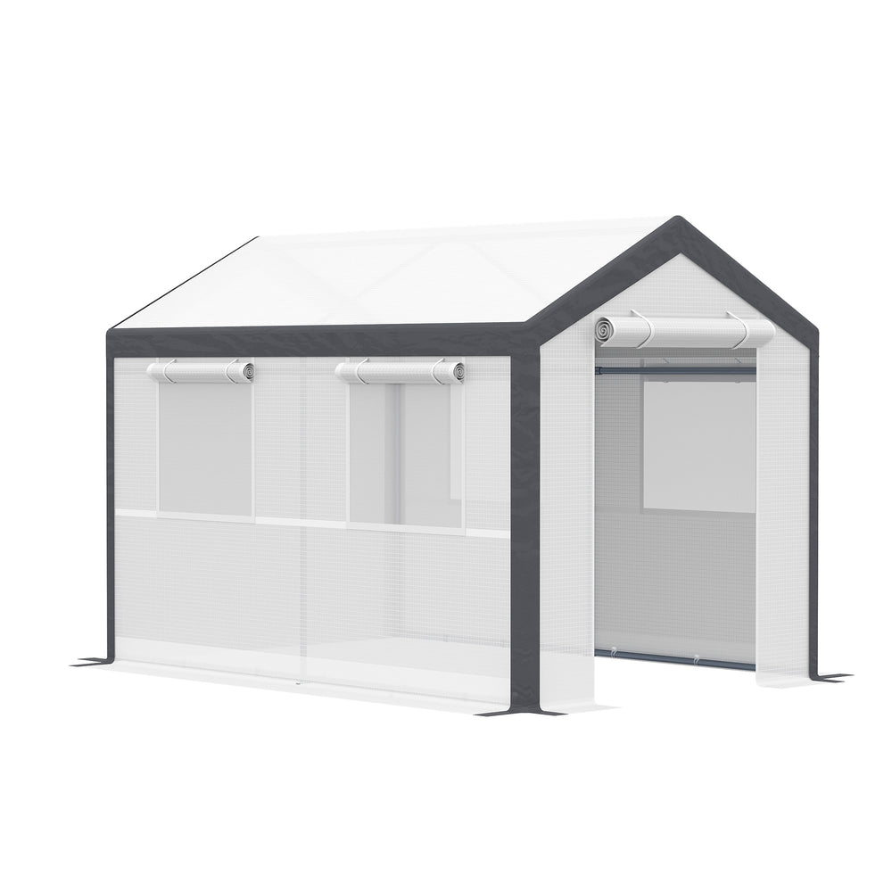 English Elm Outsunny Walk-in Garden Greenhouse Steel Frame Uv Pe Cover Ventilation Windows W2225P217794